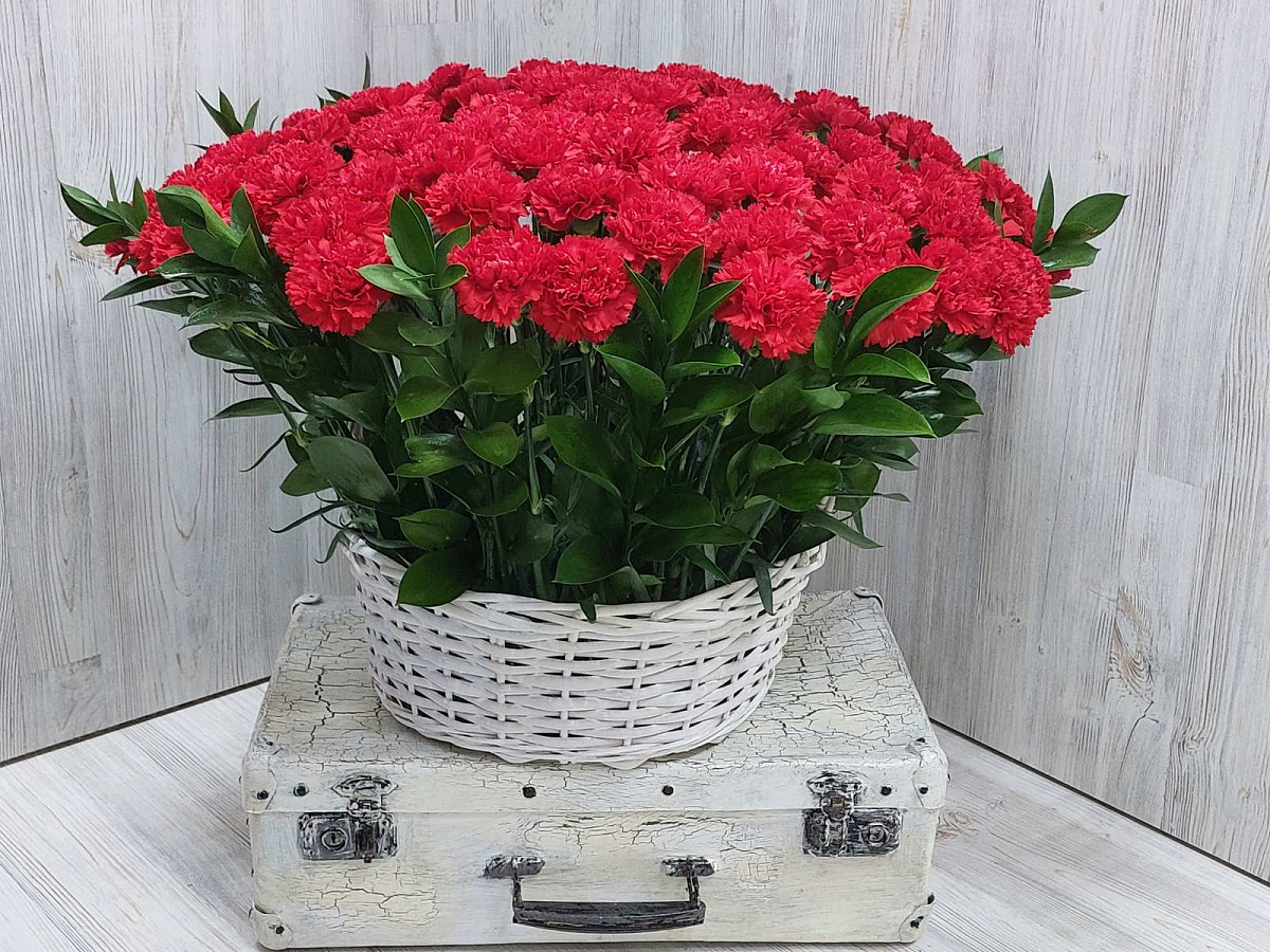 Корзина на возложение 80 гвоздик
